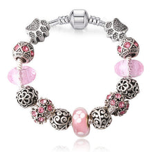 JUNESNOW Sliver Plated Jewelry European Charm Rose Beads Pandora Bracelet