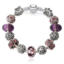 JUNESNOW Sliver Plated Jewelry European Charm Rose Beads Pandora Bracelet