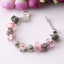 JUNESNOW Sliver Plated Jewelry European Charm Rose Beads Pandora Bracelet