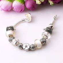JUNESNOW Sliver Plated Jewelry European Charm Rose Beads Pandora Bracelet