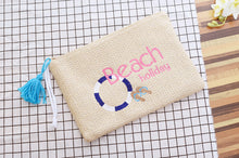 Women Cosmetic Bag Summer Straw Beach Bag Female makeup Beauty Organizer Ladies smiley face Cometic Bags tassel make up Bag