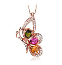 Classic Color Crystal Butterfly Tassel Long Necklace